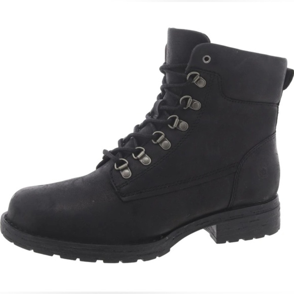 BORN - Leather Block Heel Boots - NEW